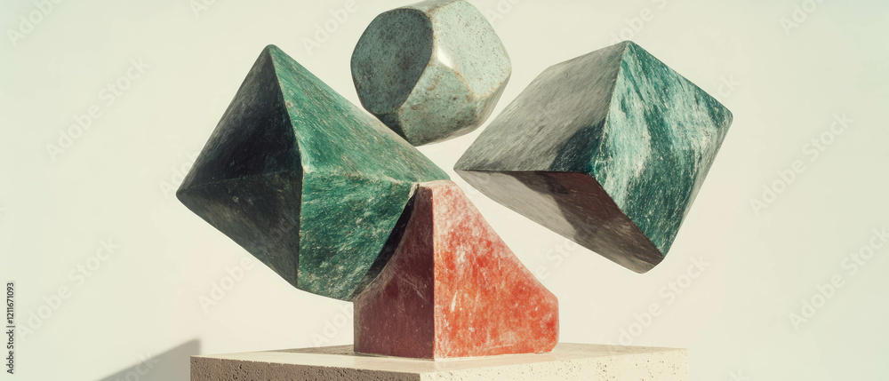 Aufkleber exploration of texture in abstract sculptures and geometric shapes in contrasting materials
