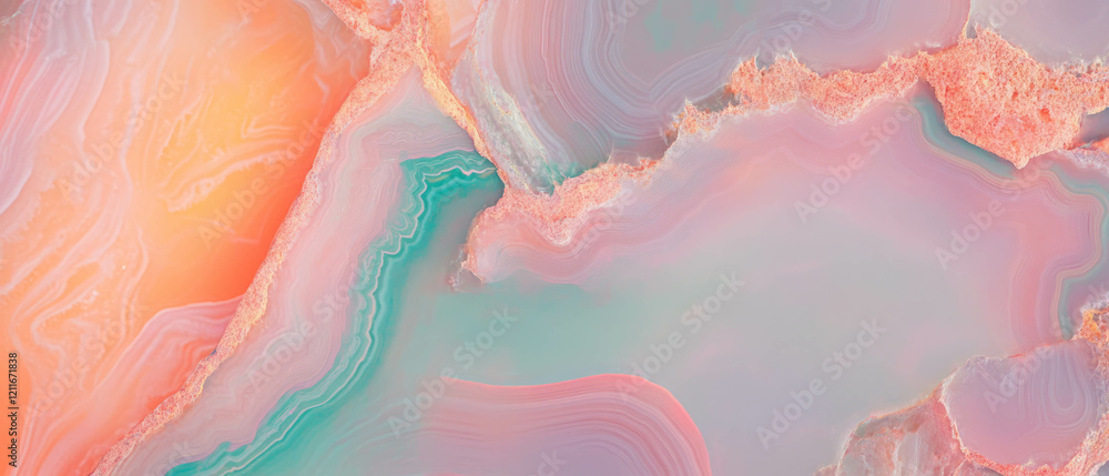 Leinwandbilder exploring the mesmerizing banded patterns and vibrant colors of agate stone texture