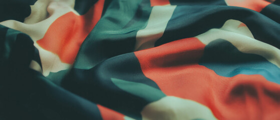 Adaptive camouflage texture displaying shifting colors and dynamic patterns in fabric form