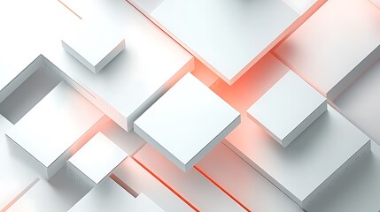 Fototapeta premium Abstract white geometric shapes with orange accents