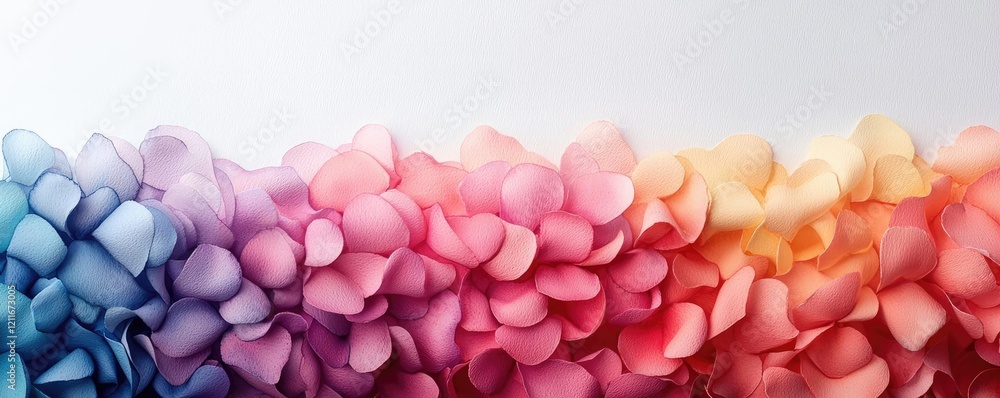 Poster sponge watercolor concept. a vibrant array of colorful petals arranged in a beautiful gradient patte