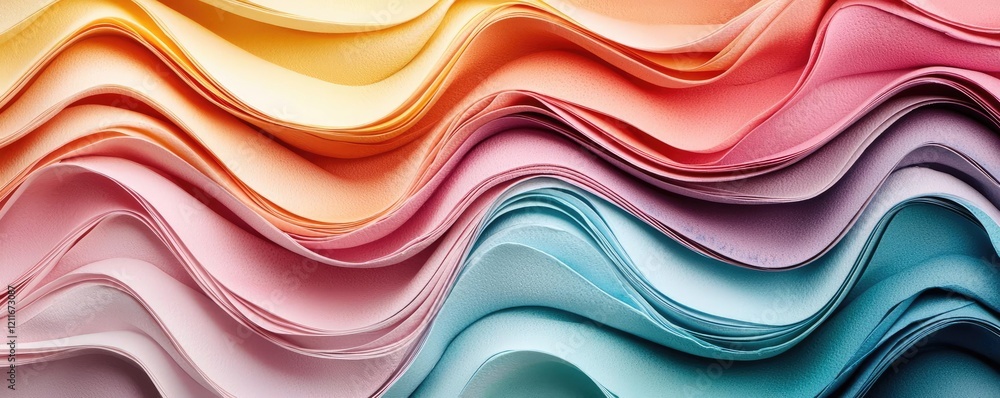 Poster sponge watercolor concept. colorful waves of paper create a dynamic texture for creative backgrounds