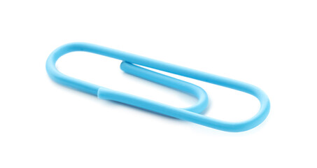 One bright paper clip isolated on white