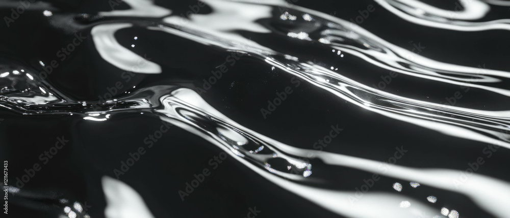 Aufkleber Reflective texture of aluminum foil creating interesting light patterns on a surface