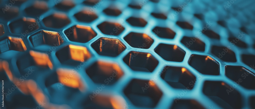 Aufkleber exploring the intricate texture of aluminum honeycomb in a hexagonal layout