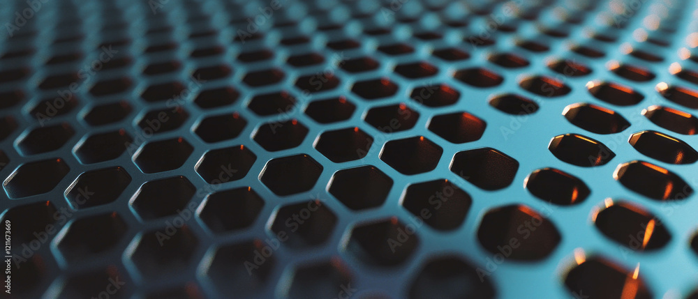 Poster Exploration of aluminum honeycomb structure featuring lightweight hexagonal patterns