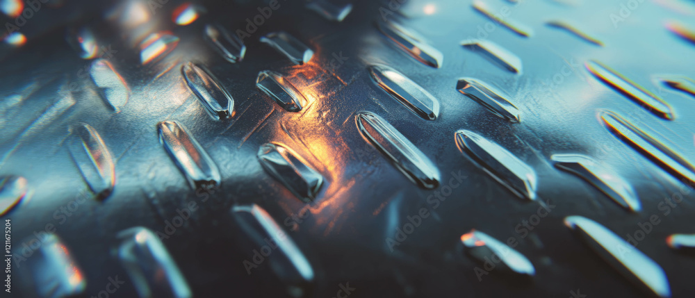 Poster detailed view of aluminum tread plate showcasing raised pattern and non-slip surface texture