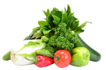 Fresh vegetables isolated on white background