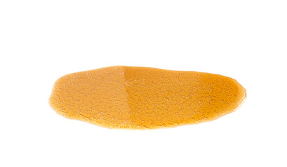 Spilled soda isolated, soft drink puddle, liquid stain, beer splatter, brown sparkling water with...