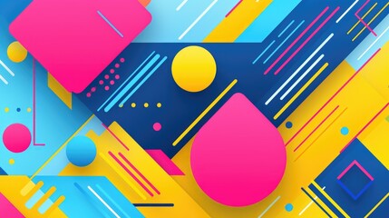 Abstract graphic design featuring vibrant shapes and colors in a modern composition.