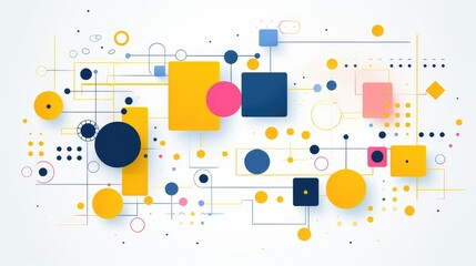 Abstract geometric design featuring colorful shapes and lines for modern visuals.