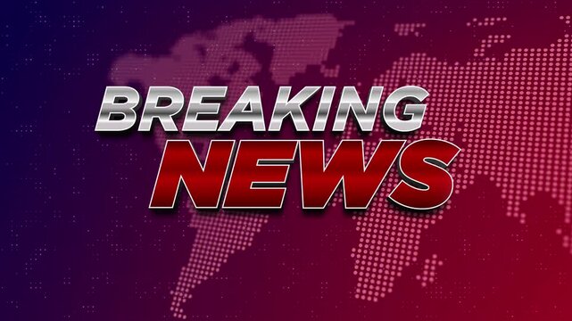 breaking news text animation on world map animation futuristic background for news report and breaking news 