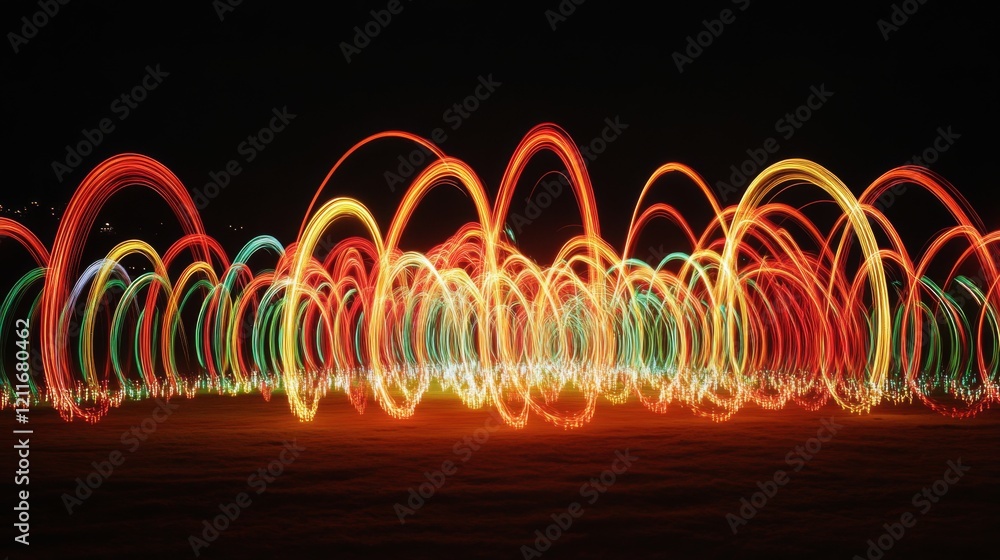 Leinwandbilder Abstract light trails forming a tunnel of neon colors, creating a dynamic and futuristic sense of high speed