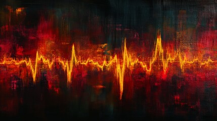 An abstract representation of heart wave signals with a glowing pulse effect, capturing the dynamic nature of heartbeats in a modern and artistic style