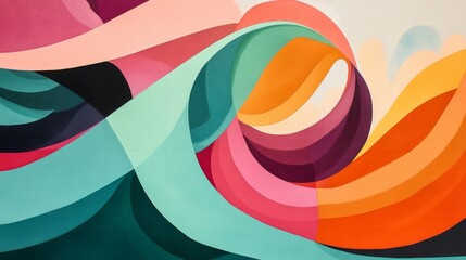 An abstract wave pattern inspired by heart rhythms, using fluid shapes and vibrant colors to illustrate the rhythm and motion of life