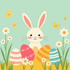 easter bunny with eggs