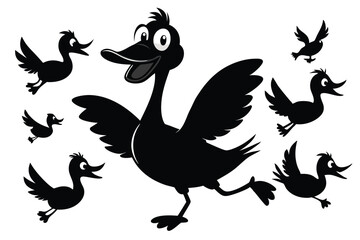 The set silhouettes of geese