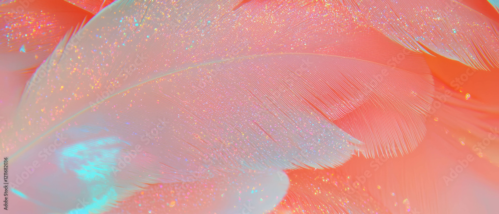 Poster vibrant bird feathers showcasing soft texture and shimmering colors in stunning contrast