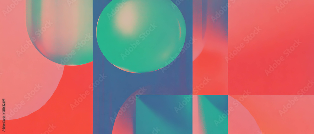Poster vibrant color gradients and smooth transitions between geometric shapes highlight modern artistry