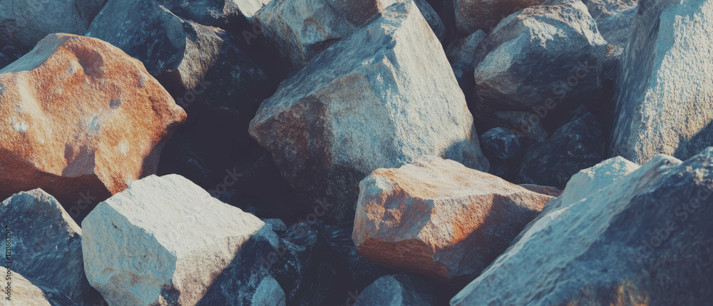 Aufkleber large boulders displaying irregular shapes and textures in natural landscape