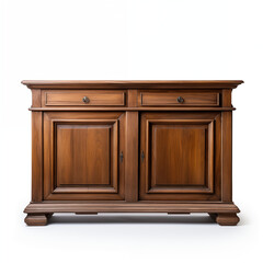 Antique Wooden Sideboard Dark Brown Walnut Cabinet Two Drawers Two Doors Classic Furniture