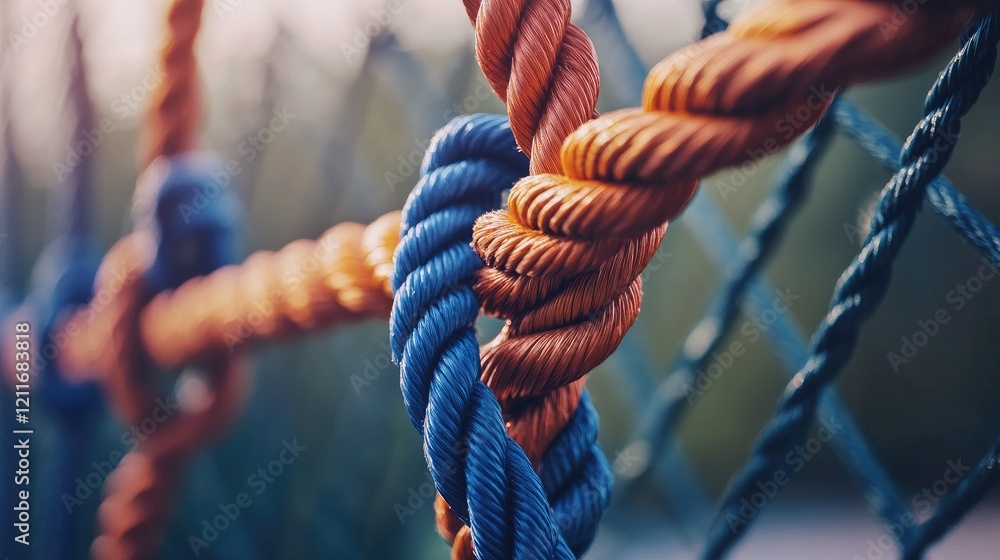 Poster several strands of rope and cable intertwined together, symbolizing strength and utility in a close-
