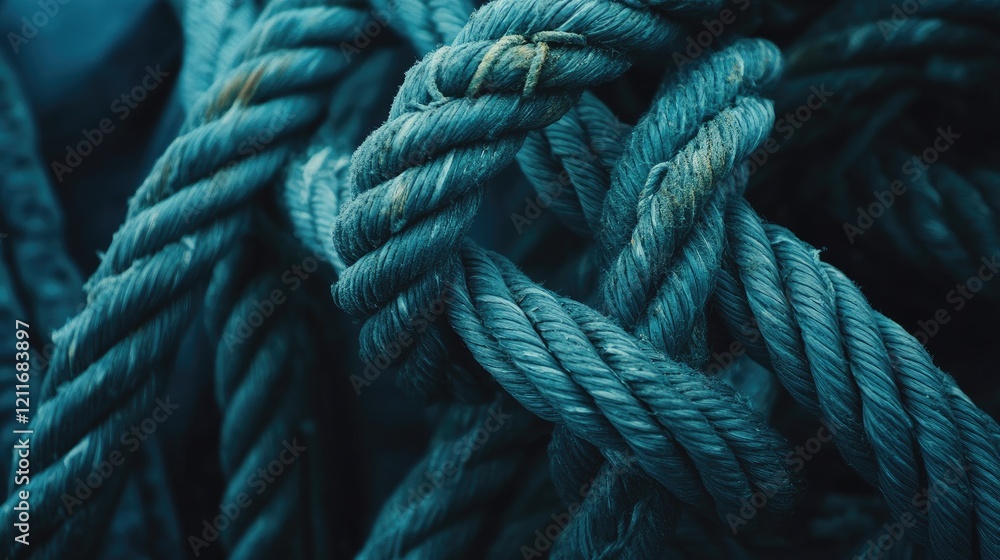 Poster several strands of rope and cable intertwined together, symbolizing strength and utility in a close-