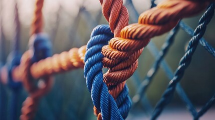 Several strands of rope and cable intertwined together, symbolizing strength and utility in a close-up shot.