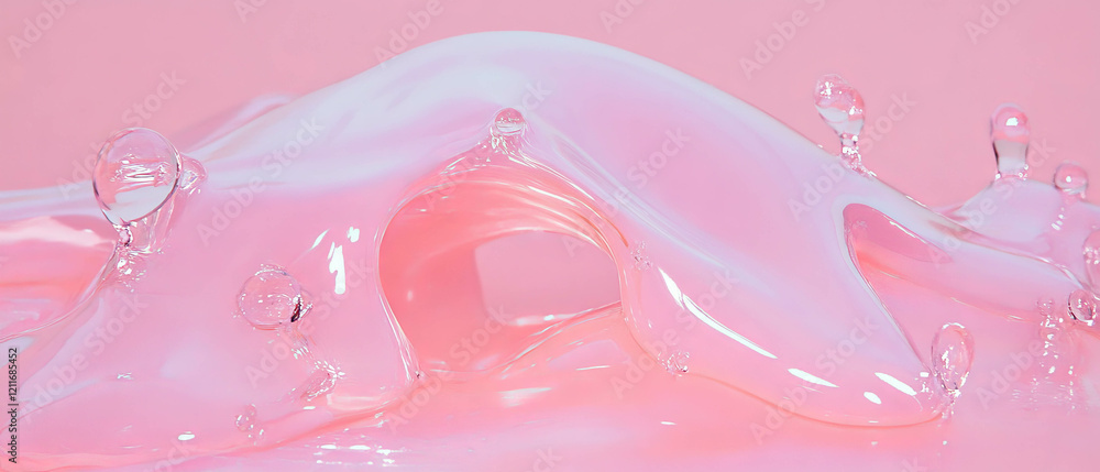 Poster melting bubblegum creating a gooey, runny consistency on a pink surface