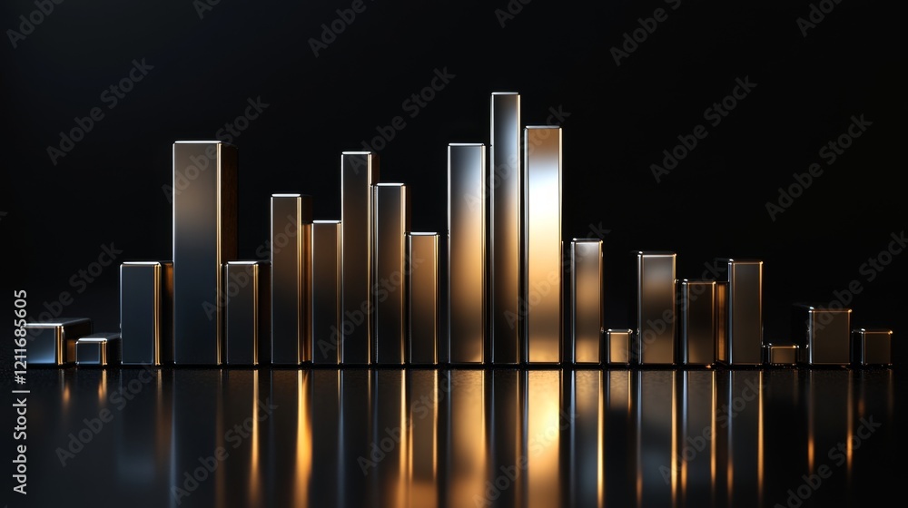 Aufkleber a d financial bar graph with metallic bars, representing revenue comparison between different compan