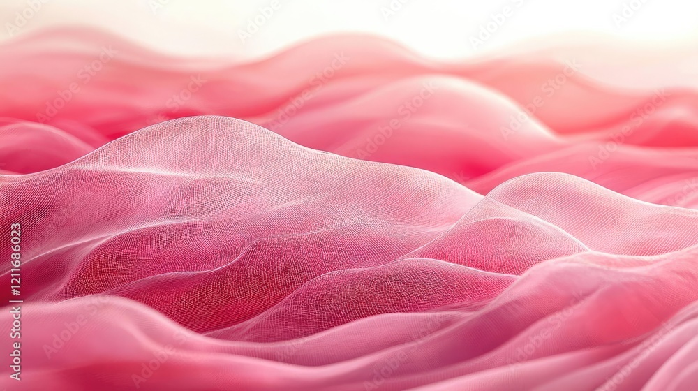Poster valentine watercolor concept. abstract soft waves of pink fabric creating a delicate and flowing vis