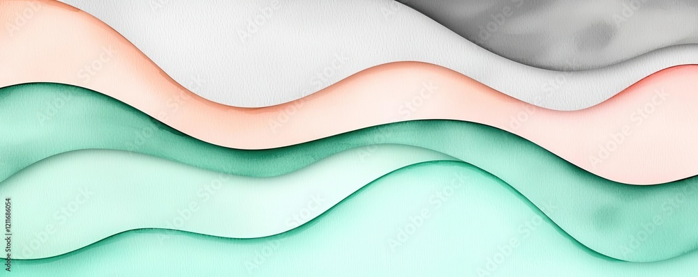 Poster whimsical watercolor idea. elegant abstract waves in soft tones create a calming visual experience.