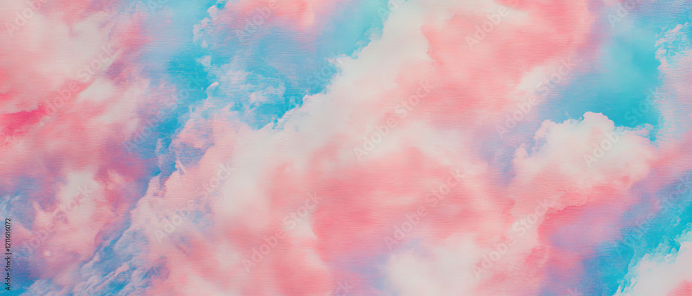 Poster swirls of bubblegum texture create a vibrant tie-dye effect with blended pinks and whites