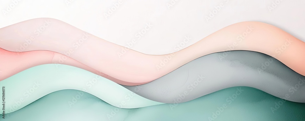 Poster whimsical watercolor idea. abstract waves in soft pastel colors creating a soothing visual effect.