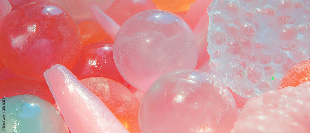 Poster exploring the diverse textures and consistencies of bubblegum and candy varieties