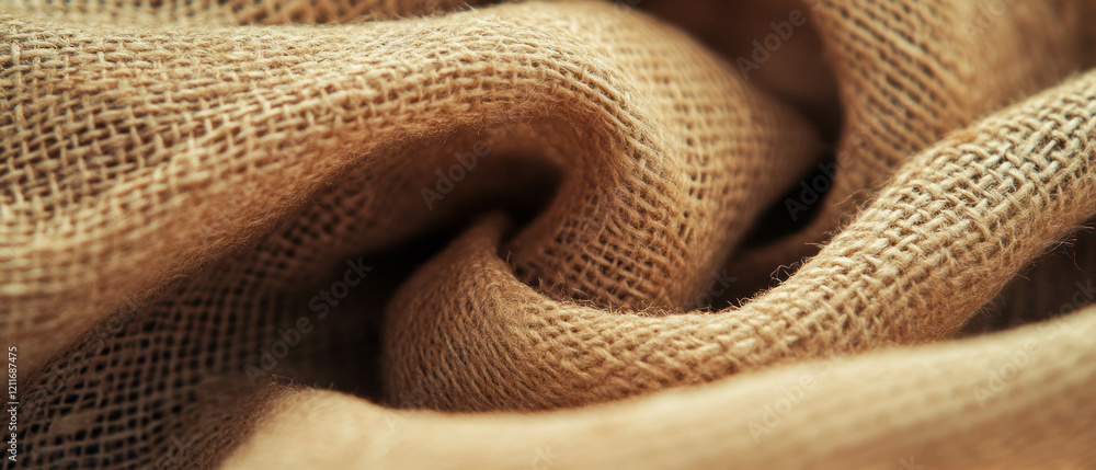 Poster Burlap ribbons and their unique textures highlight natural fibers in textile design
