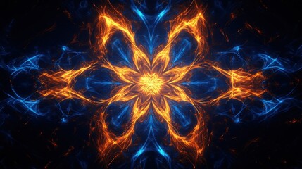 Symmetrical patterns in a kaleidoscope with a black background