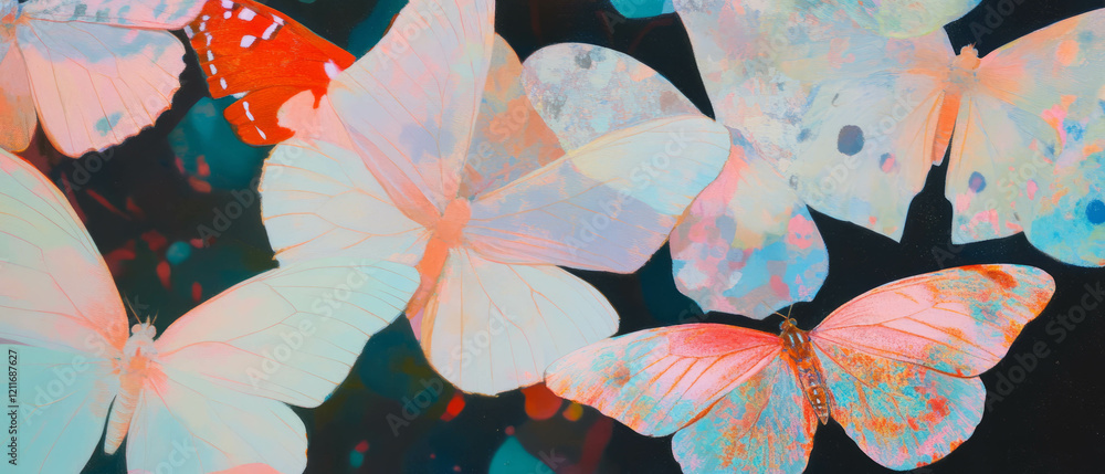 Poster Vibrant patterns and delicate wings of butterflies in a colorful display