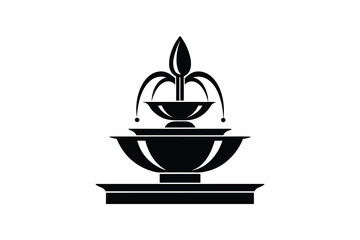 Water fountain silhouette vector illustration on a white background, outdoor design