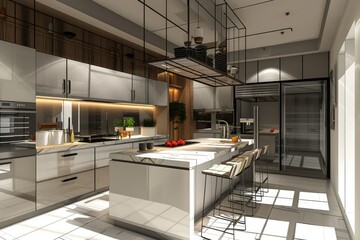 Ultra Hd Visual of 3D Rendering Modern Kitchen Advanced Modeling Interior Design