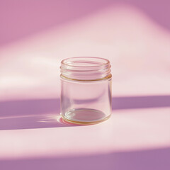 Small Glass Jar on Soft Pink Background with Diffused Lighting for Delicate Storage