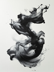 A woman statue in a fountain surrounded by rain, with flowing liquid, smoke, and light effects, featuring curves and fluid designs The statue exudes beauty, fashion, and movement