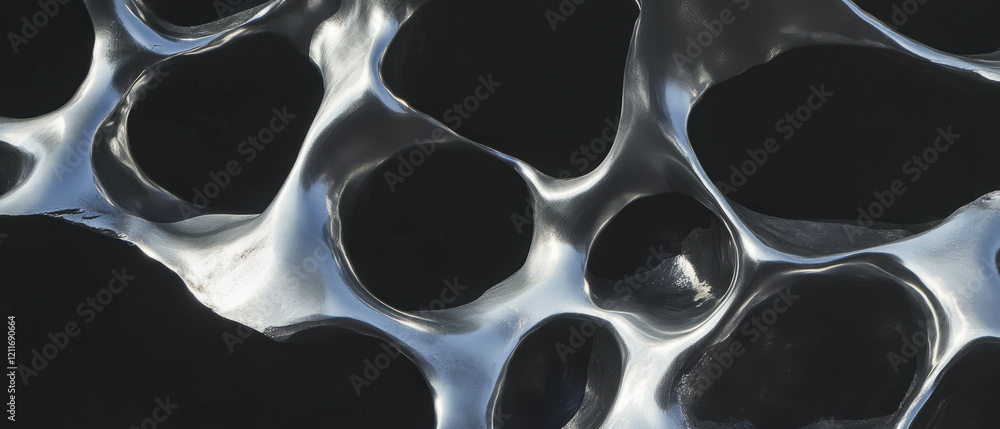Poster exploring the unique textures of cast aluminum with varied shapes and rough surfaces