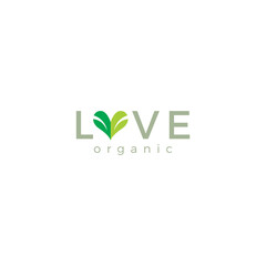 Love Organic logo Design. Nature Leaf Icon Vector