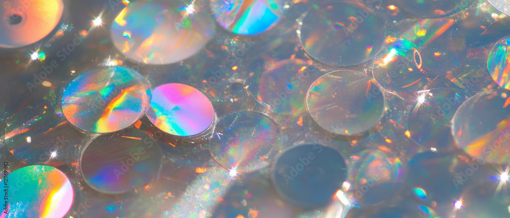 Aufkleber Reflective surfaces and glitter patterns create captivating abstract designs