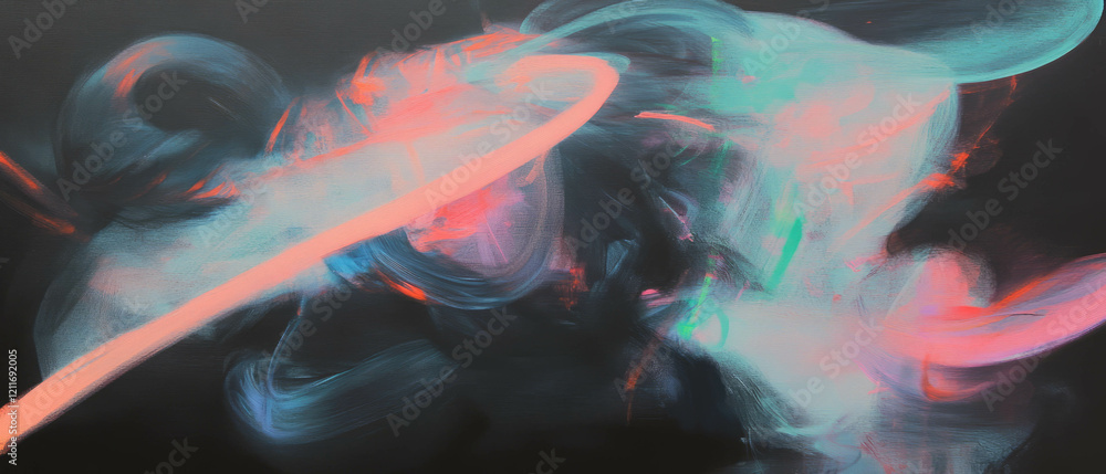 Poster vibrant chalk drawing with pastel hues and dynamic smudged lines showcasing abstract forms
