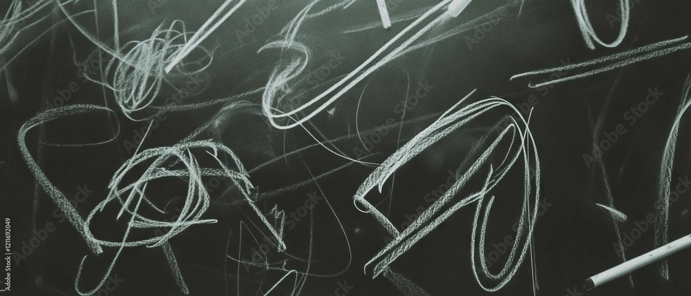Poster chalkboard art showcasing a mix of simple drawings and dusty textures