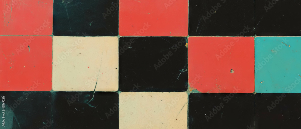 Poster checkerboard pattern featuring alternating colors with rich texture and depth