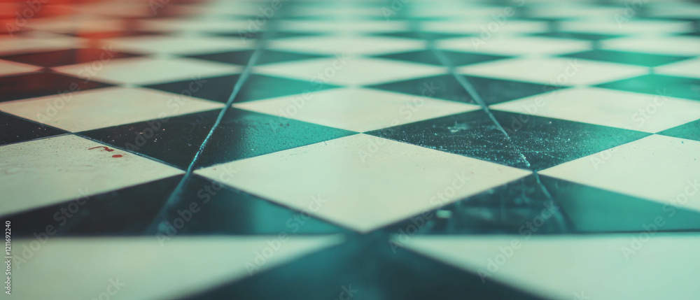 Aufkleber exploring the intriguing texture of a checkerboard floor with contrasting colors