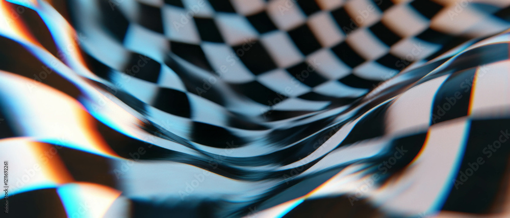 Aufkleber checkerboard pattern creating dynamic waves of contrasting colors and sharp edges